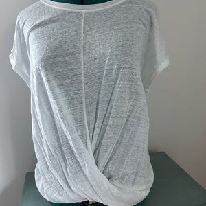 White Linen Twist Front T-shirt